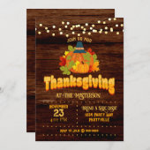 Erntedank Pumpkin Pilgrim Lights Einladung (Vorne/Hinten)