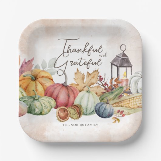 Erntedank Pumpkin Rustic Fall Paper Teller (Vorderseite)