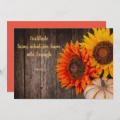 Erntedank Pumpkin Sonnenblume Dankeschön Flat Feiertagskarte (Vorne/Hinten)