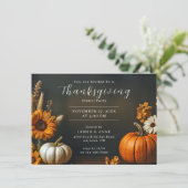 Erntedank Pumpkin & Sonnenblumen Einladung (Stehend Vorderseite)