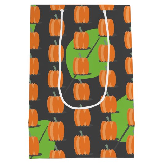 Erntedank Pumpkin Theme Muster Medium Geschenktasc Mittlere Geschenktüte (Rückseite)