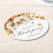 Erntedank Pumpkin und Blätter Runder Pappuntersetzer (Angewinkelt)