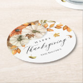 Erntedank Pumpkin und Blätter Runder Pappuntersetzer (Angewinkelt)