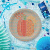 Erntedank Pumpkin und Chevrons, Paper Tellers 9" Pappteller (Party)