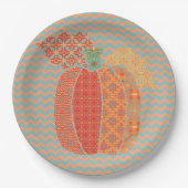 Erntedank Pumpkin und Chevrons, Paper Tellers 9" Pappteller (Vorderseite)