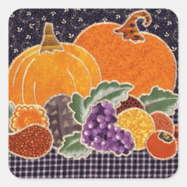 Erntedank Pumpkin und Friends Patchwork Quadratischer Aufkleber
