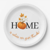 Erntedank Pumpkin Zuhause ist der Ort, an dem wir Pappteller (Vorderseite)