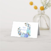 Erntedank Pumpkins Aquamarin Blue Türkis Platzkarte (Rückseite)