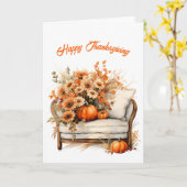 Erntedank Pumpkins Blume Lehrstühle Illustration Karte (Gelbe Blume)