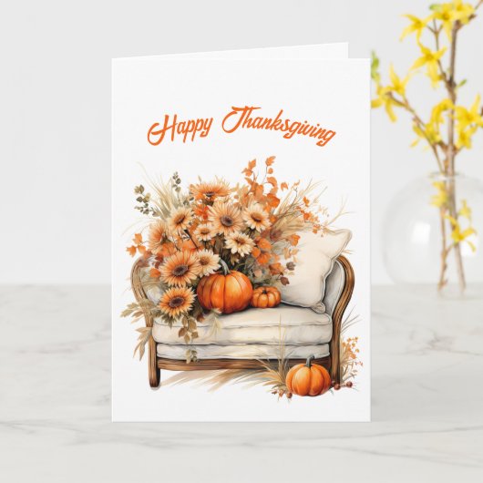 Erntedank Pumpkins Blume Lehrstühle Illustration Karte (Gelbe Blume)