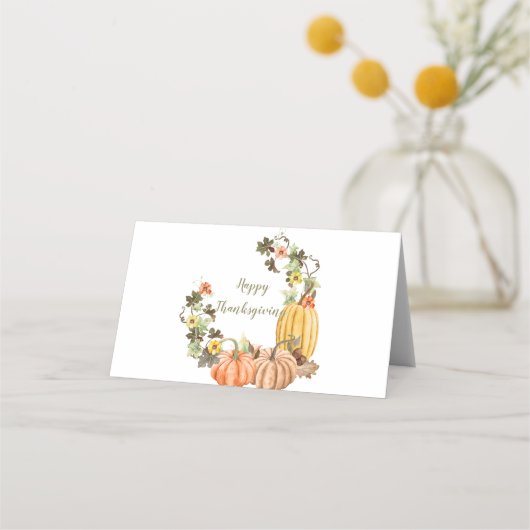 Erntedank Pumpkins Butternut Sage Acorns Platzkarte (Rückseite)