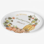 Erntedank Pumpkins Butternut Sage Orange Pappteller (Schrägansicht)