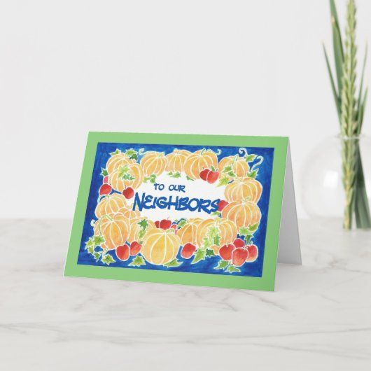 Erntedank Pumpkins Card für Nachbarn Feiertagskarte (Vorderseite)