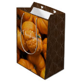 Erntedank Pumpkins Foto Mittlere Geschenktüte (Rückseite Schrägansicht)