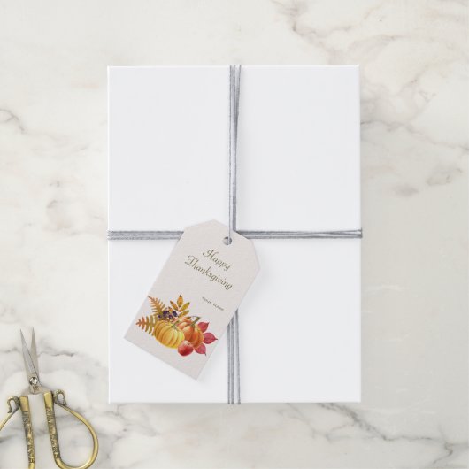 Erntedank Pumpkins Geschenk Tag Geschenkanhänger (Mit Garn)