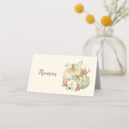 Erntedank Pumpkins Green Ivory Gold Brown Platzkarte