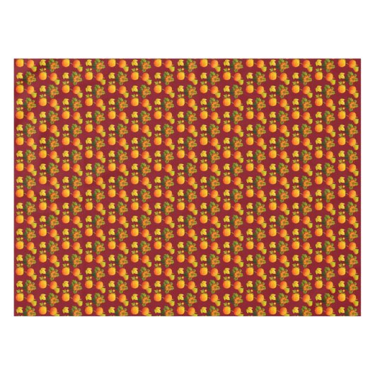 Erntedank Pumpkins & Herbstlaube auf Maroon Tischdecke (Vorderseite (Horizontal))