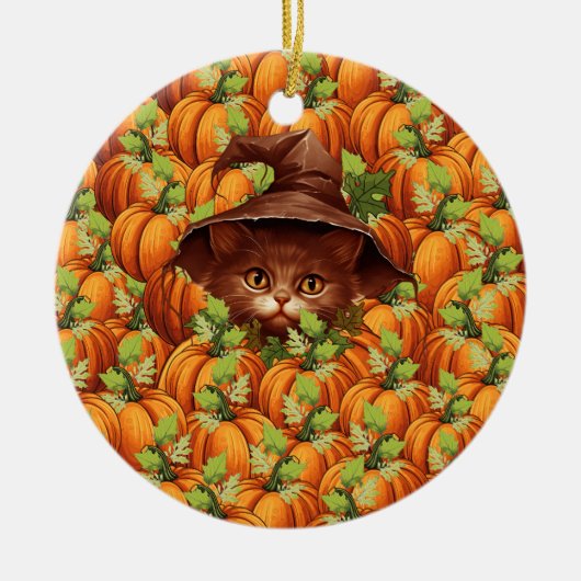 ERNTEDANK PUMPKINS NIEDLICH CAT KERAMIK ORNAMENT (Vorne)