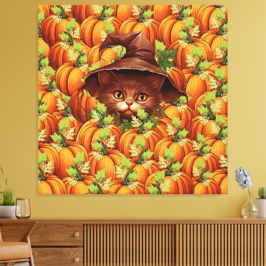 ERNTEDANK PUMPKINS NIEDLICH CAT LEINWANDDRUCK (Insitu (Wohnzimmer))