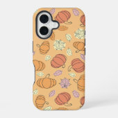Erntedank Pumpkins und Blätter Muster iPhone 16 Hülle (Rückseite)