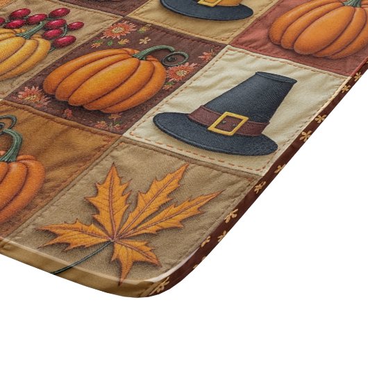 Erntedank Quilt Glas Cutting Board Schneidebrett (Ecke)