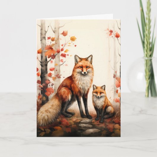 Erntedank Red Fox Illustration Karte (Vorderseite)