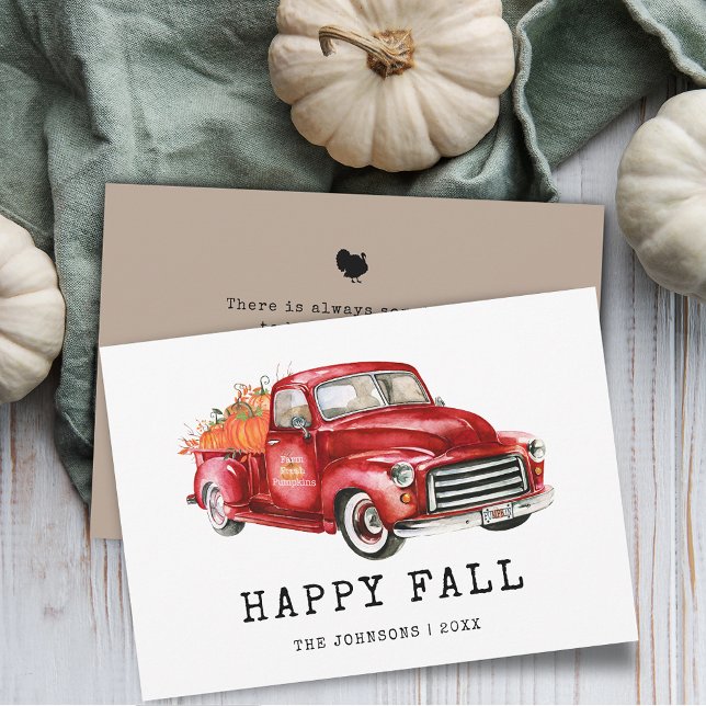 Erntedank Red Truck Pumpkins (Thanksgiving Red Truck Pumpkins Holiday Card)