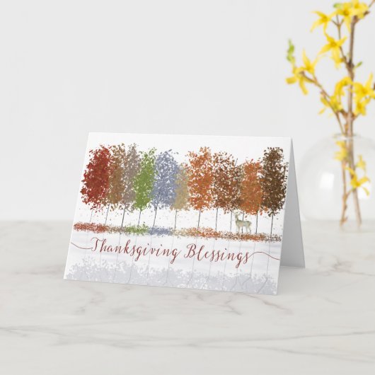 Erntedank Religiöse Segen Bäume und Hirsche Karte (Gelbe Blume)