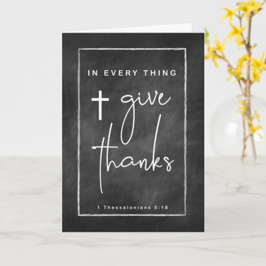 Erntedank Religious Give Danke Chalkboard Look Karte (Gelbe Blume)