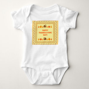 Erntedank: Retro bestickte Kartendesign. Baby Strampler