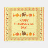 Erntedank: Retro bestickte Kartendesign. Fleecedecke (Vorderseite (Horizontal))