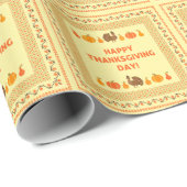 Erntedank: Retro bestickte Kartendesign. Geschenkpapier (Rolleneckpunkt)