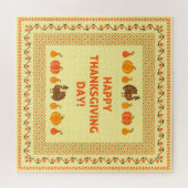 Erntedank: Retro bestickte Kartendesign. Puzzle (Horizontal)