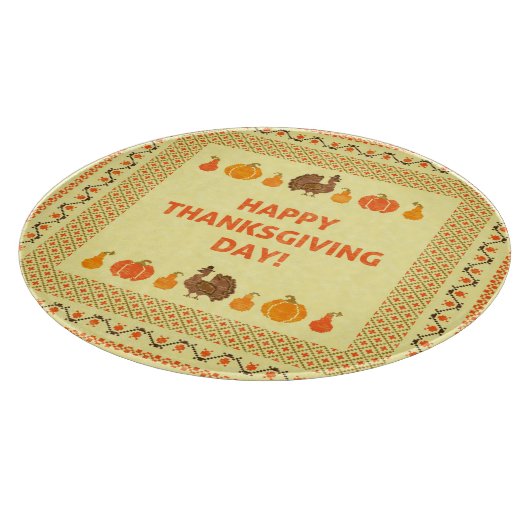 Erntedank: Retro bestickte Kartendesign. Schneidebrett (Ecke)