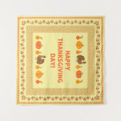 Erntedank: Retro bestickte Kartendesign. Wandteppich (Vorderseite (Horizontal))