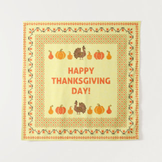 Erntedank: Retro bestickte Kartendesign. Wandteppich