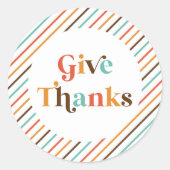 Erntedank Retro Danke Runder Aufkleber (Vorderseite)