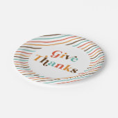 Erntedank Retro gibt Dank Paper Teller (Schrägansicht)