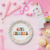 Erntedank Retro gibt Dank Paper Teller (Party)