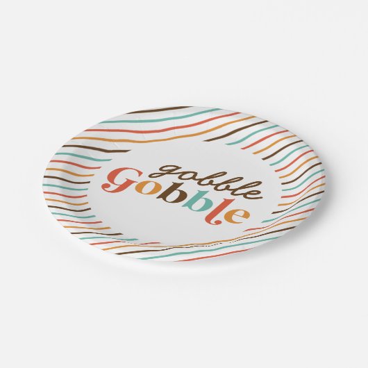 Erntedank Retro Gobble Gobble Gobble Paper Teller (Schrägansicht)