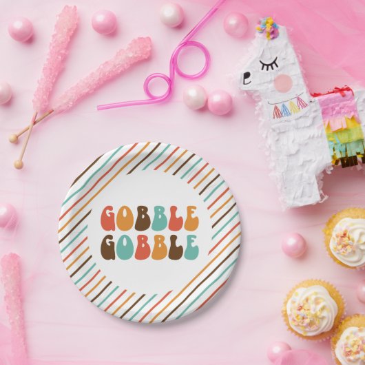 Erntedank Retro Gobble Gobble Gobble Paper Teller (Party)