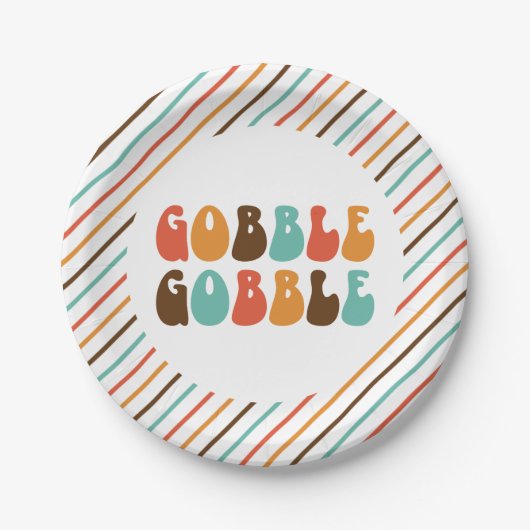 Erntedank Retro Gobble Gobble Gobble Paper Teller (Vorderseite)