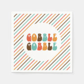 Erntedank Retro Gobble Gobble Serviette (Vorderseite)