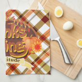 Erntedank Retro Kariert Geschirrtuch (Viertel Falte)