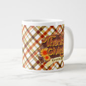 Erntedank Retro Kariert Jumbo-Tasse (Vorderseite Rechts)