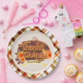 Erntedank Retro Kariert Pappteller (Party)