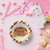 Erntedank Retro Kariert Pappteller (Party)