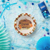 Erntedank Retro Kariert Pappteller (Party)