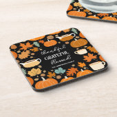 Erntedank Retro Kürbis Mitte des Jahrhunderts Ahor Getränkeuntersetzer (Linke Seite)