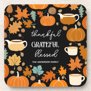 Erntedank Retro Kürbis Mitte des Jahrhunderts Ahor Getränkeuntersetzer